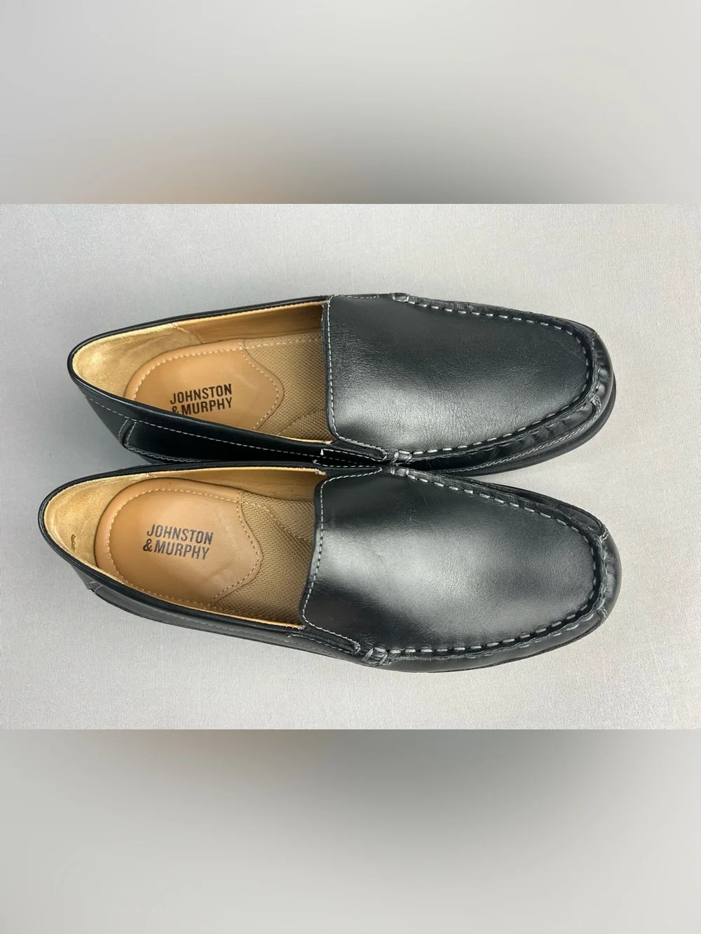 Johnston & Murphy Men’s 5.5 Teen Boys Black Leather Slip-On‎ Dress Shoes Loafers
